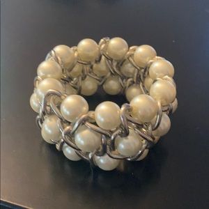 Silver and pearl WHBM cuff bracelet